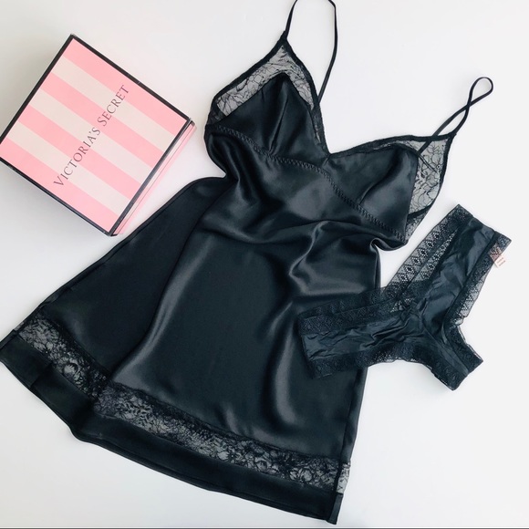Victoria's Secret Other - Victoria’s Secret black slip lingerie set - SMALL